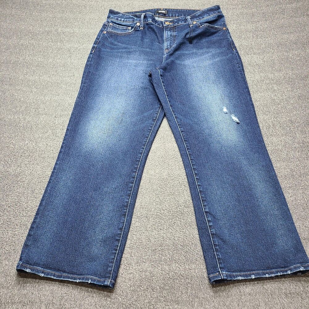 Express Jeans Womens 12R Mid Rise 90s Ankle Boot Distressed Denim Vintage Style